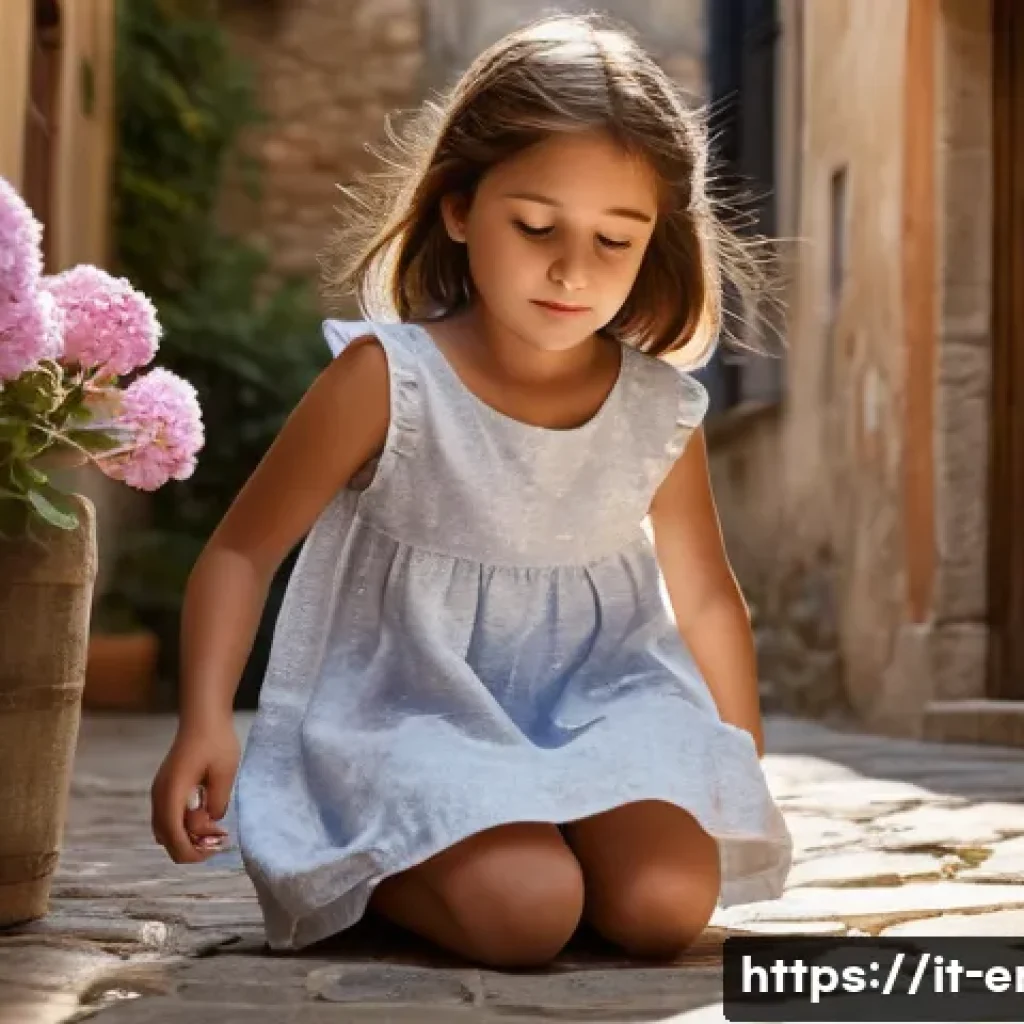 에너지 설비 최적화 방법 - **Prompt:** A sunny afternoon in a small Italian village. A young girl (7 years old), wearing a simp...