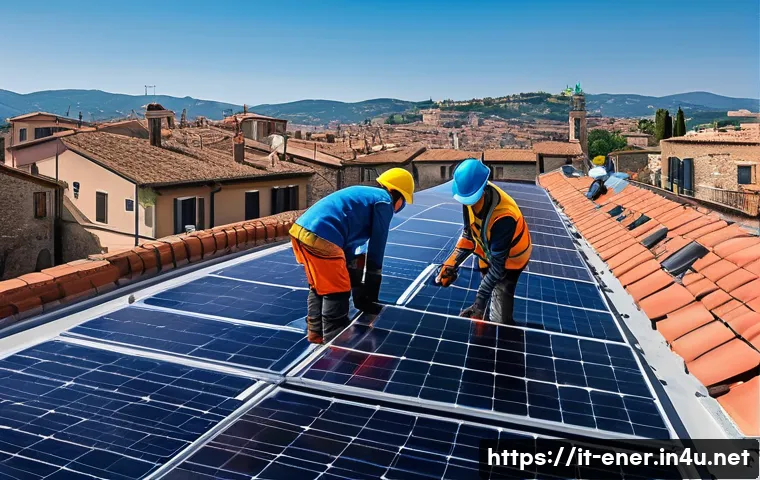 에너지기술자가 알아야 할 정책 - A modern Italian solar energy installation on a residential rooftop in a sunny urban environment, sh...