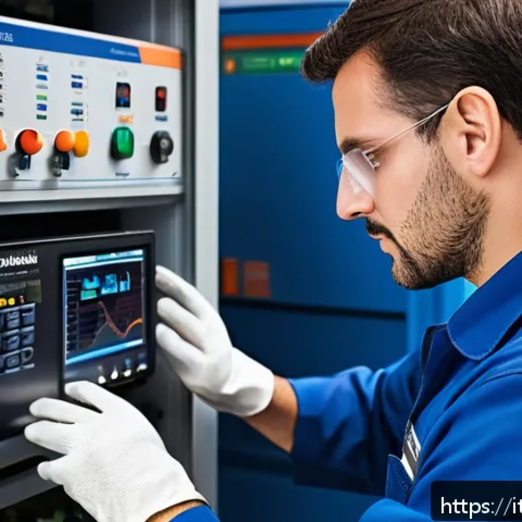 에너지기술자의 필수 장비와 도구 - A professional energy technician using a modern wireless electrical network analyzer in an Italian i...