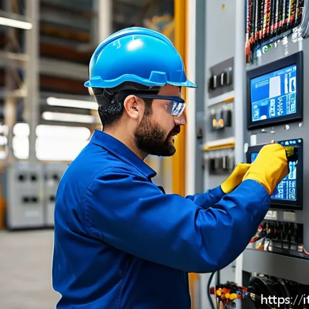 에너지기술자 자격증 응시 요건 - A professional energy technician wearing a modern blue and gray work uniform with safety gloves and ...