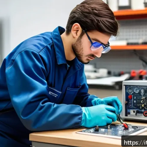 Home 33 에너지기술 실기 시험 실수 방지 팁 - A focused young adult Italian technician practicing practical exam skills in a clean, organized work...